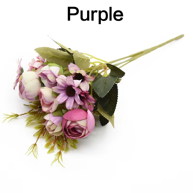 JJYY Bouquet de fleurs artificielles 13 têtes fleurs de soie de pivoine de Style européen fleurs en 