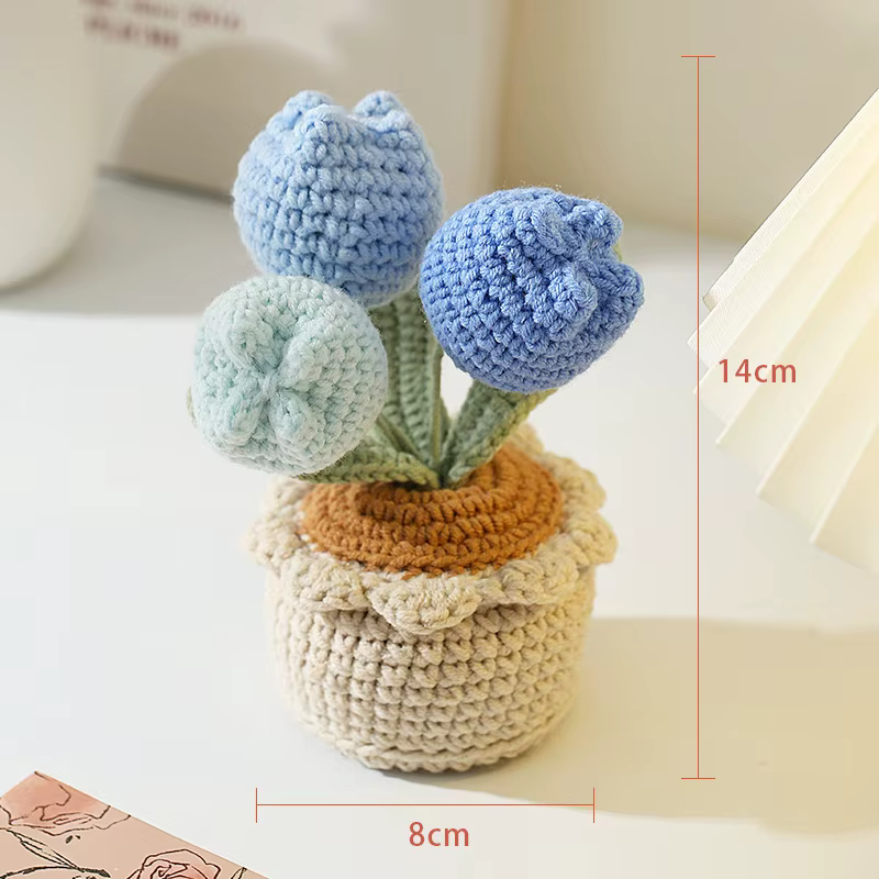 Crochet tulipes fleurs tricotées belle fausses tulipes tissées à la main plante décor de pâques amis
