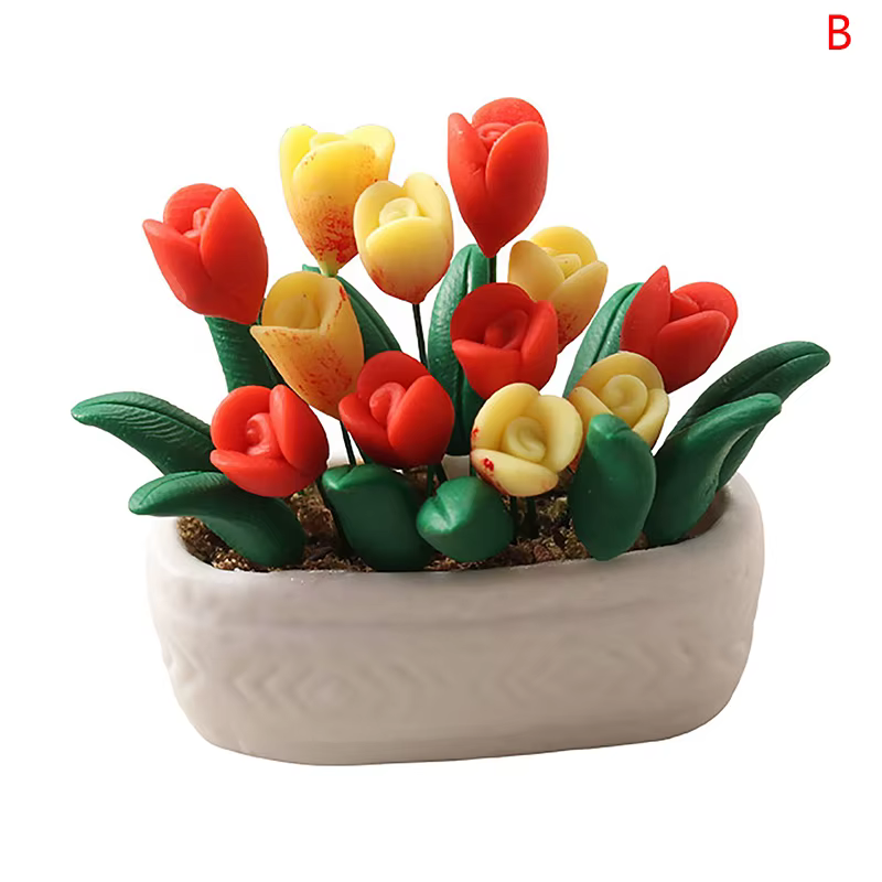 Plante en pot l'inventaire de maison de courses, tulipe, pot de fleurs, bonsaï, modèle de jardin, dé