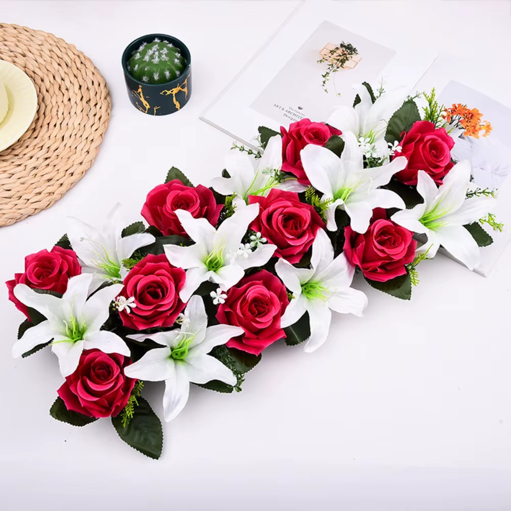 Arche de roses artificielles réalistes, mur floral de luxe pour mariage, toile de fond réaliste, fou