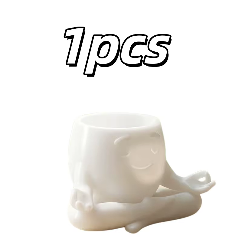 1 pot à plantes succulentes en forme de figurine méditative – Design creux unique, fond plat, pour p