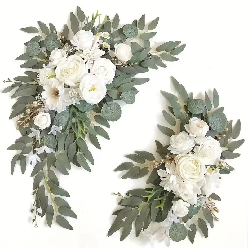 Kit de fleurs artificielles pour arc de mariage, style Boho, Rose poussiéreuse, guirlande d'eucalypt