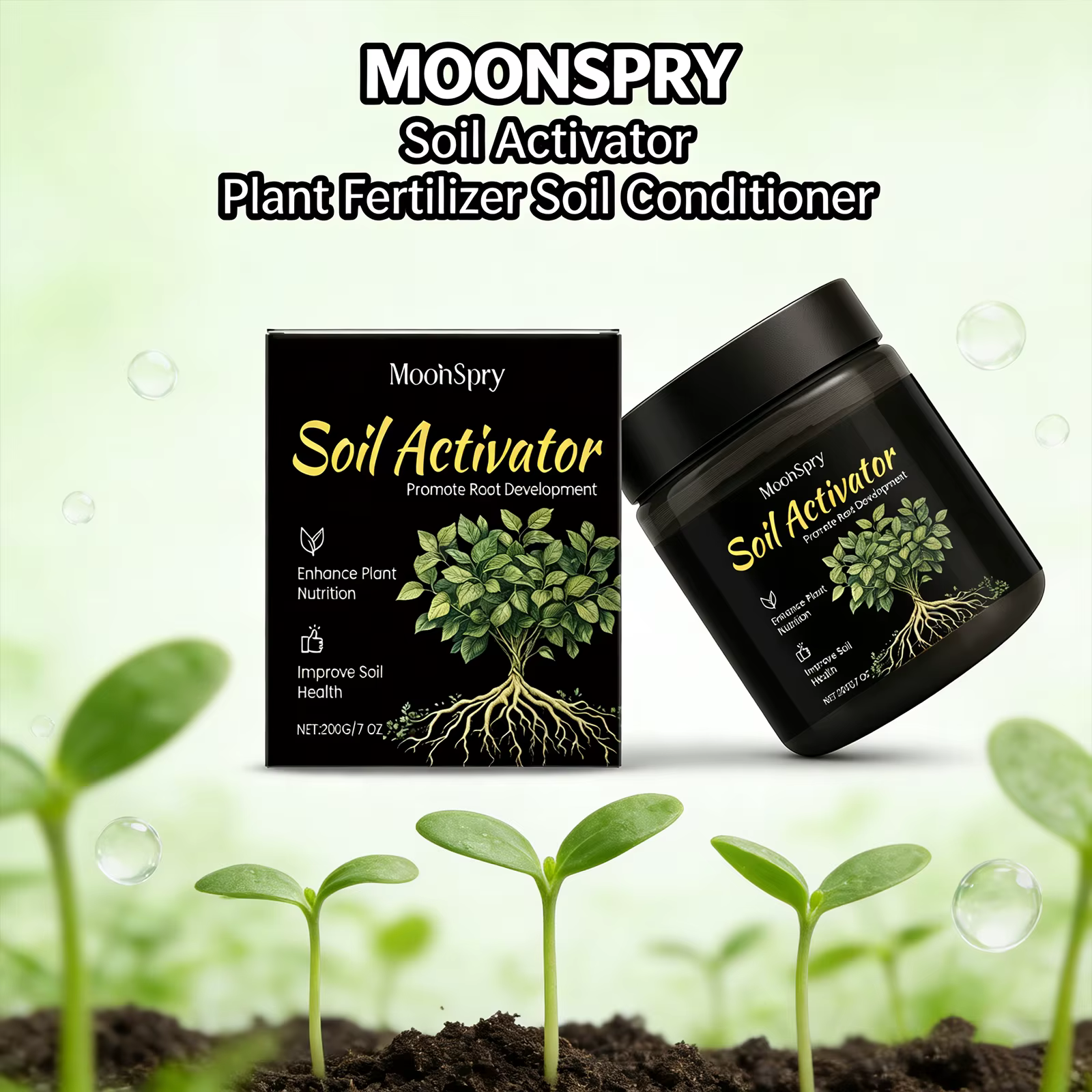 MoonSpry Activateur de Sol Puissant Engrais pour Jardin et Plantes Améliore la Consistance du Sol Co