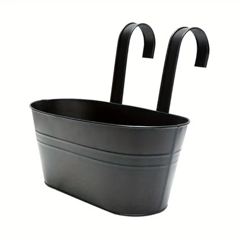 Pots de fleurs en fer avec trous et crochets de proximité, jardinières pour plantes extérieures, gar