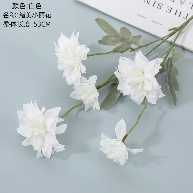 5 têtes de fleurs artificielles, nunia, pin, mi fleur, simulation de fleurs, plantes vertes, décorat