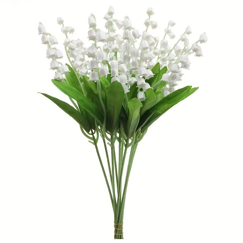 Bouquet de fleurs artificielles du muguet blanc, 10 pièces, pour Bouquets de mariée, fausses plantes