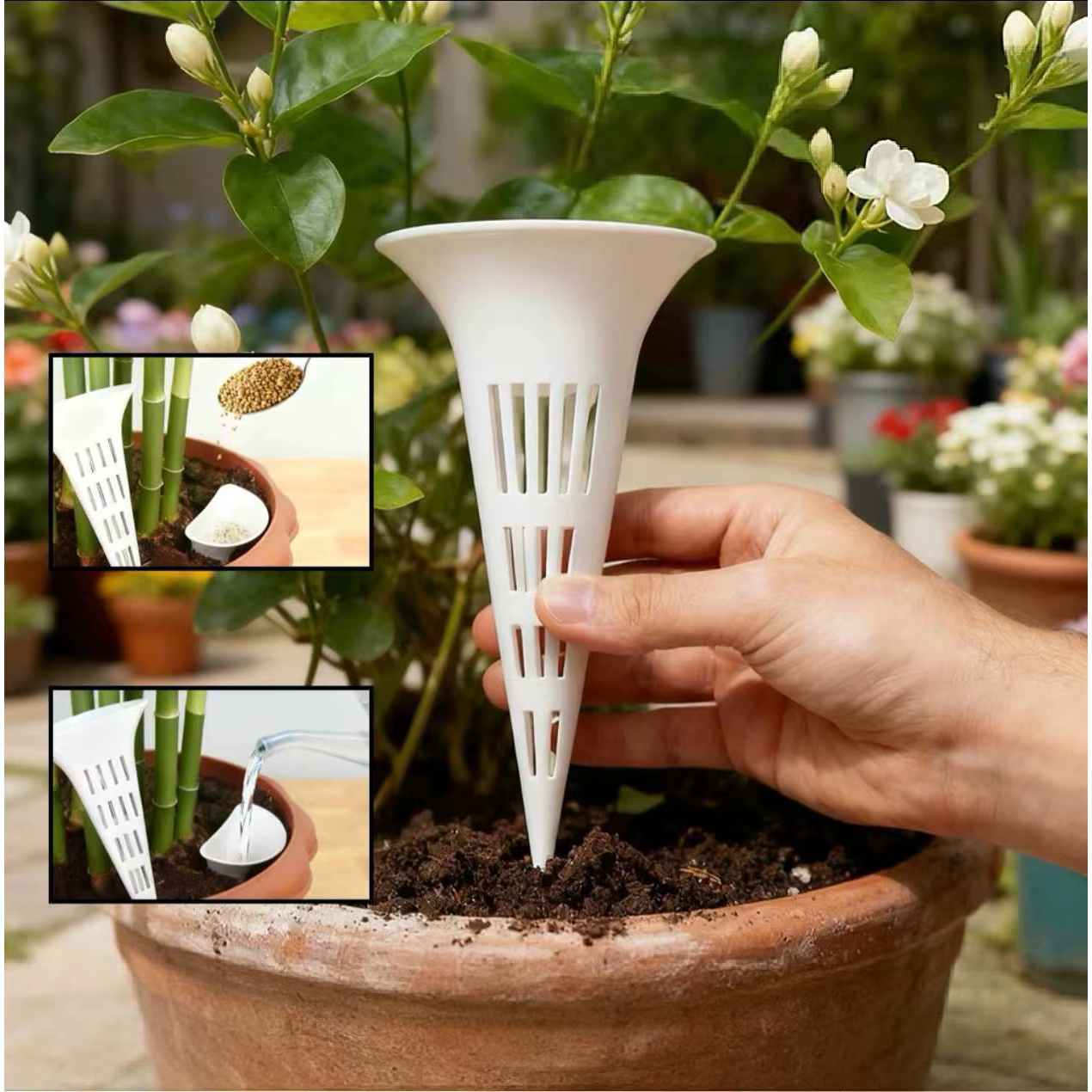 Dispositif d'arrosage respirant pour plantes coniques, 6 pièces, fond de bonsaï de jardin, plante de