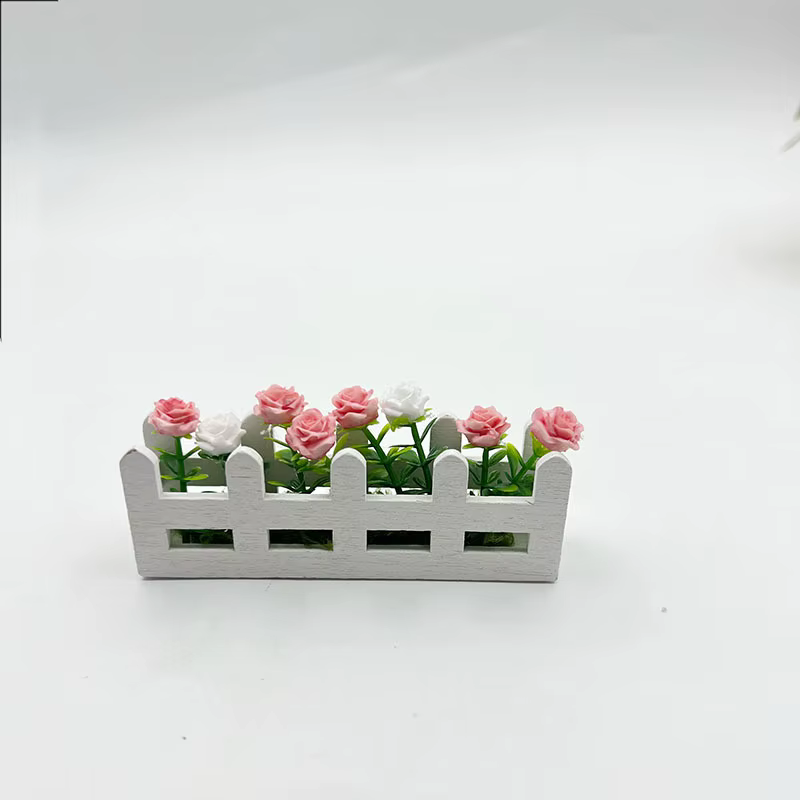 Mini clôture de Roses en pot, ensemble de fleurs, modèle de cloison de balcon, échelle, ornements mi