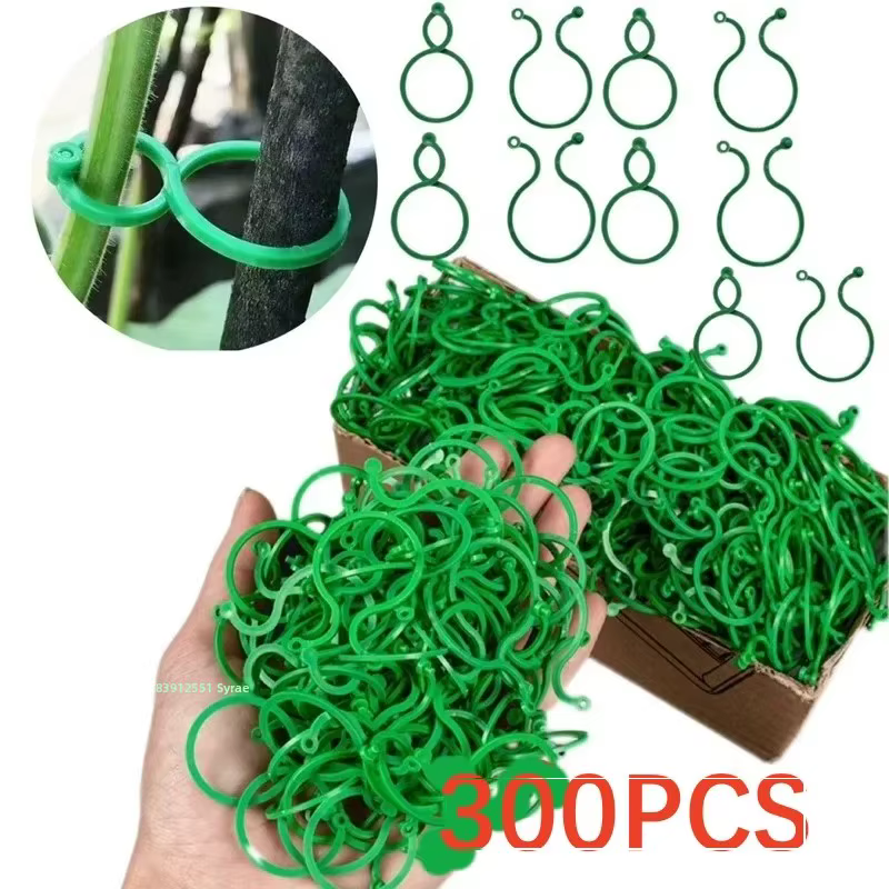 Clips de cerclage de vigne de jardin en plastique, 300/50 pièces, attache de plante réutilisable, an