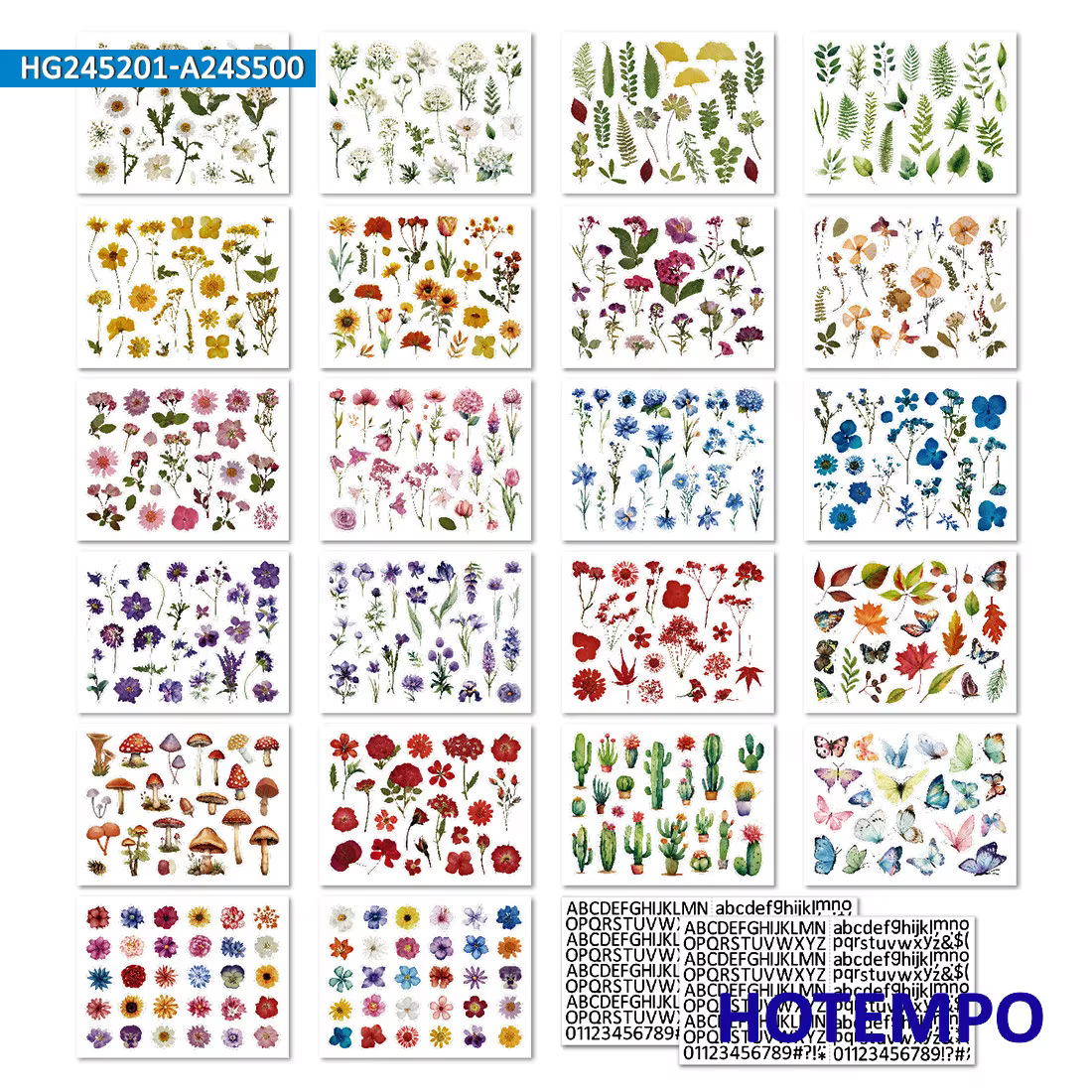 Pack d’autocollants de fleurs de plantes, Style transparent PET, Carnet de voyage de planification, 
