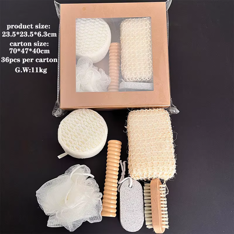 Ensemble de bain, ensemble de sept pièces, serviette de bain, brosse de bain, pierre à polir, ensemb
