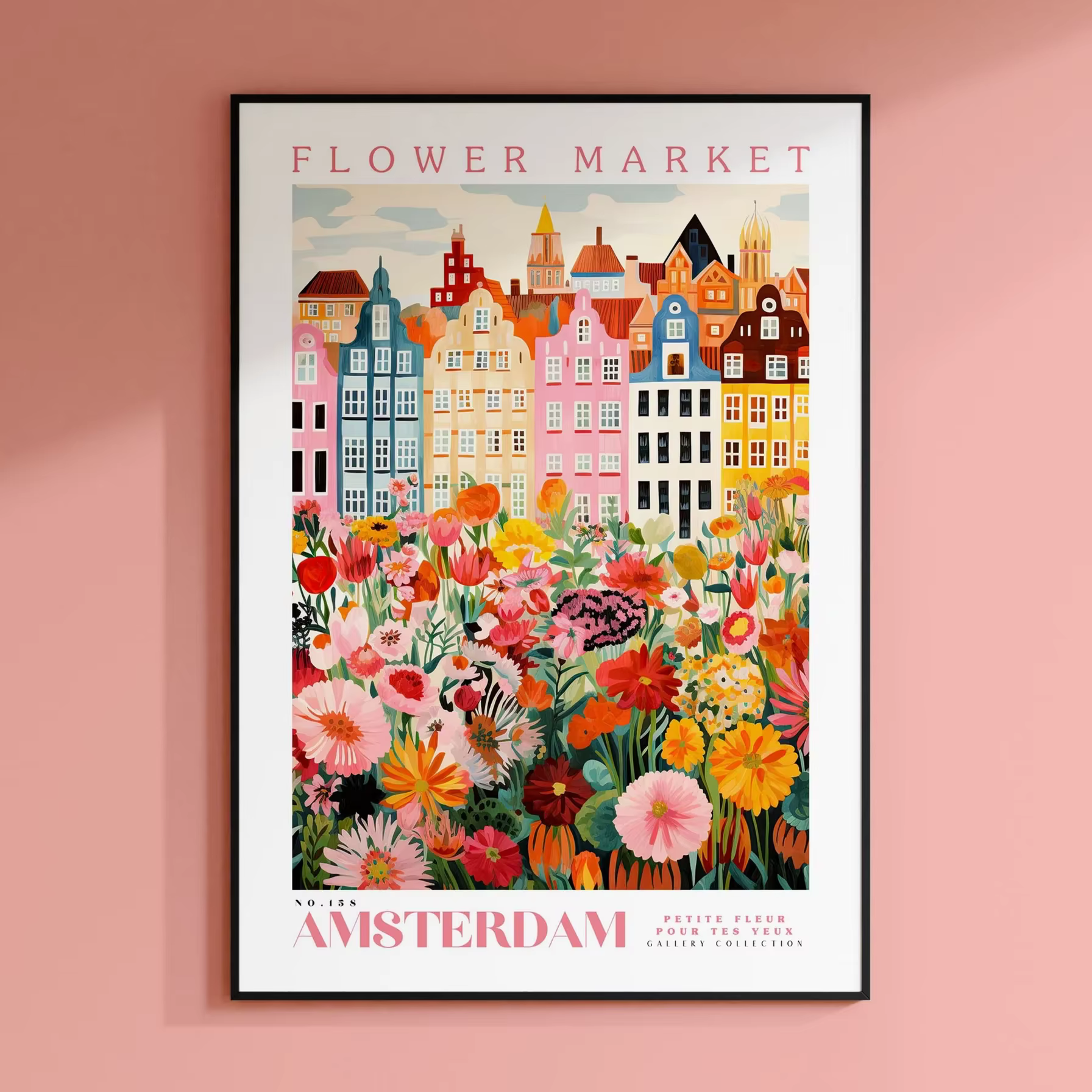 Affiche du marché aux fleurs d'Amsterdam, impression du marché aux fleurs d'Amsterdam, adaptée à la 