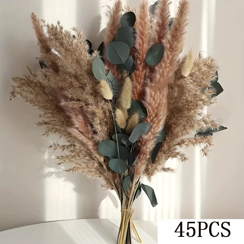 Bouquets de fleurs séchées naturelles au toucher réel, gypsophile et herbe de la pampa, pour décorat