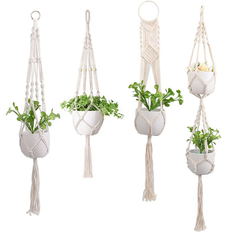 Panier suspendu de plantes en macramé fait à la main, support de Pots de fleurs, décoration suspendu
