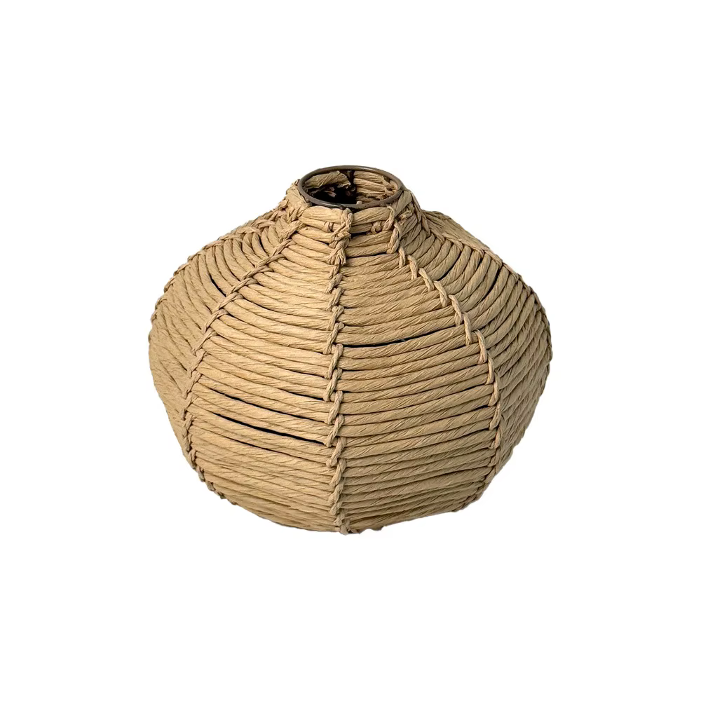 Vase tissé bohème rustique à motif rayé, panier rétro pour arrangements floraux, support fait main p