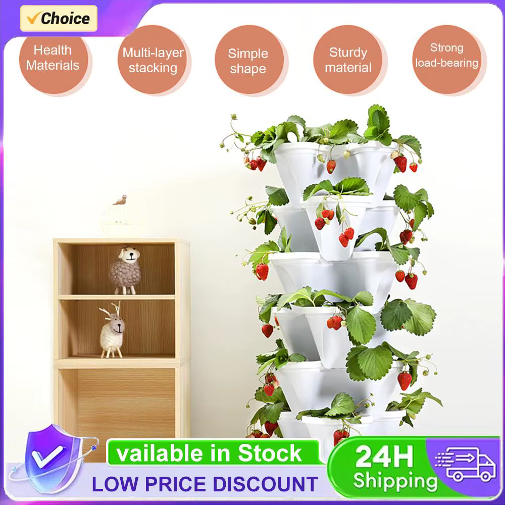 Jardinières verticales empilables pour la plantation de fraises dans le jardin