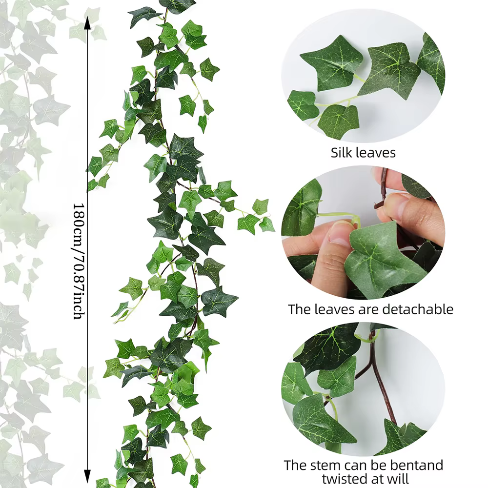 Guirlande de vigne de lierre verte artificielle, fausses plantes suspendues, mur de jardin intérieur