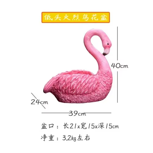 Bassin de fleurs de flamant rose créatif, ornements d'animaux d'atterrissage de cour, Pot de bonsaï 