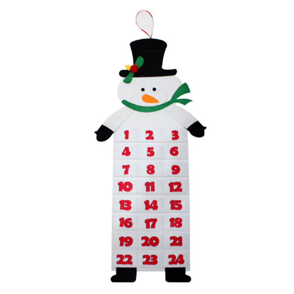 Calendrier de l'Avent de Noël réutilisable avec poches pour 24 jours, décoration murale de Noël