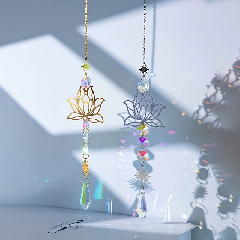 Attrape-soleil en cristal Élen métal Lotusand, breloque, fait à la main, adapté au vent de la maison