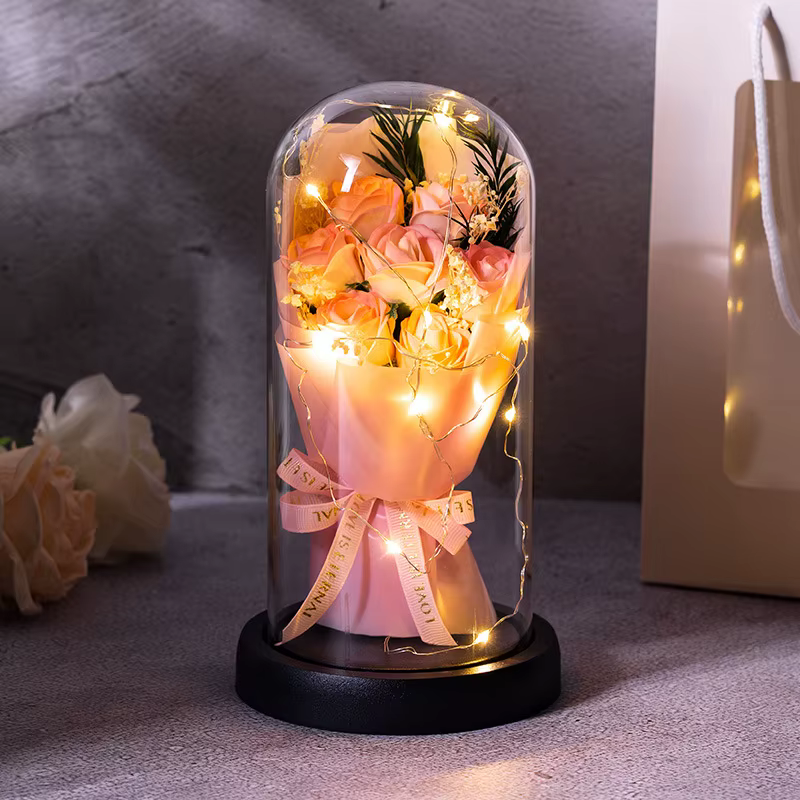 Bouquet de roses éternelles sous cloche en verre – Un cadeau pour votre petite amie, cadeau d'annive