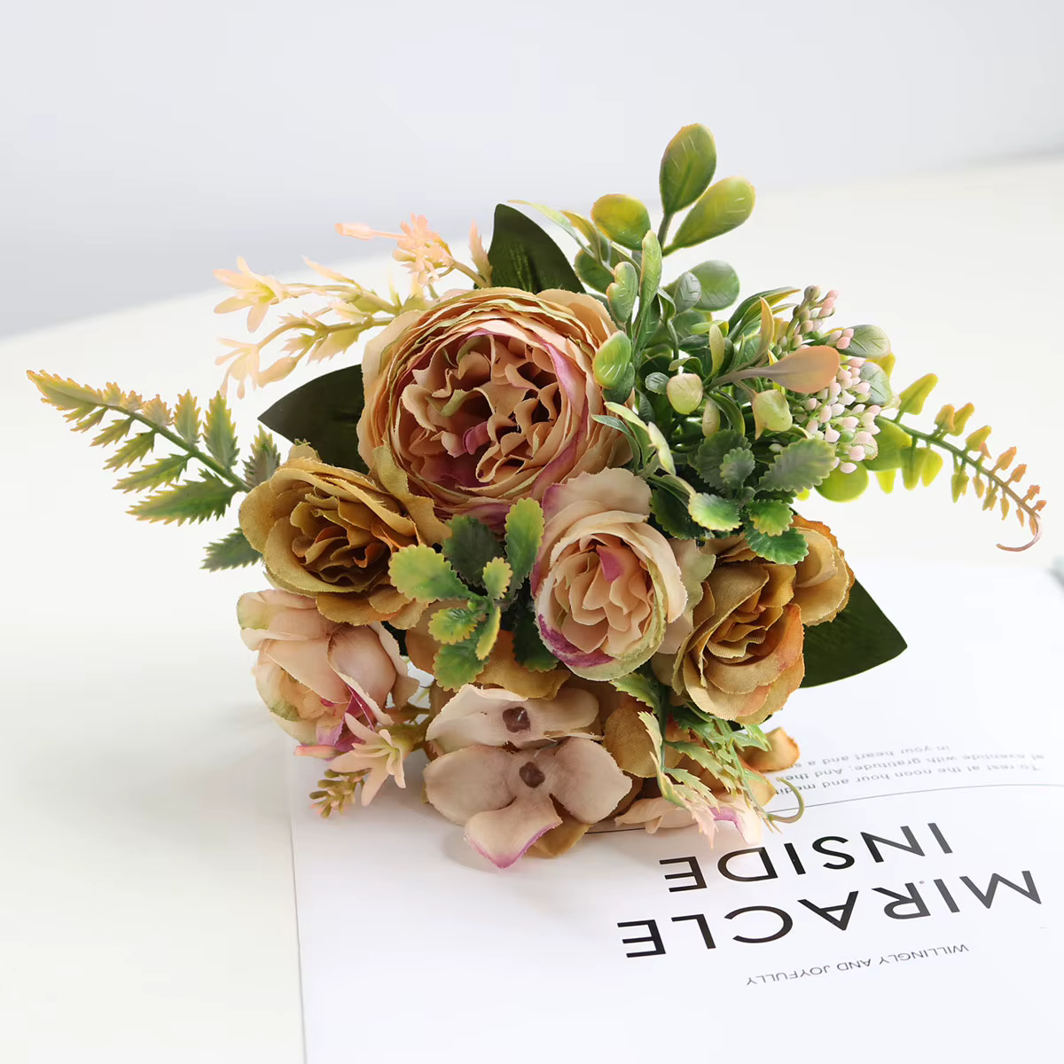Pivoines Rose fleurs artificielles automne fausse pivoine soie hortensia fleurs Bouquet arrangements