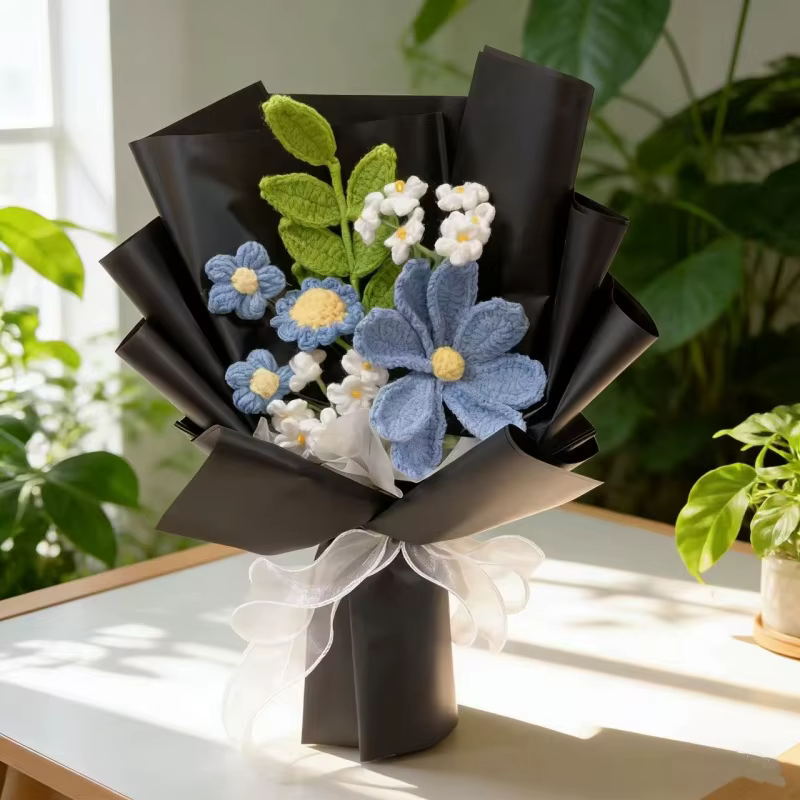 Bouquet de fleurs artificielles au crochet, bouquet créatif, cadeau pour la fête des mères, annivers