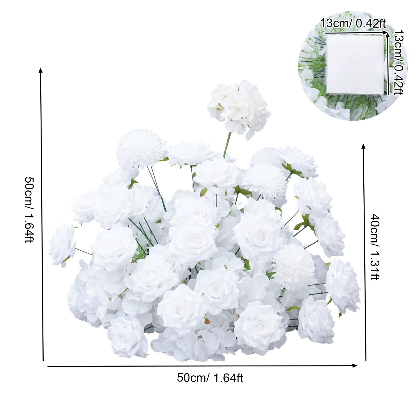 X7749 Arrangements floraux de mariage en hortensias et orchidées blanc pur, décorations en carton KT