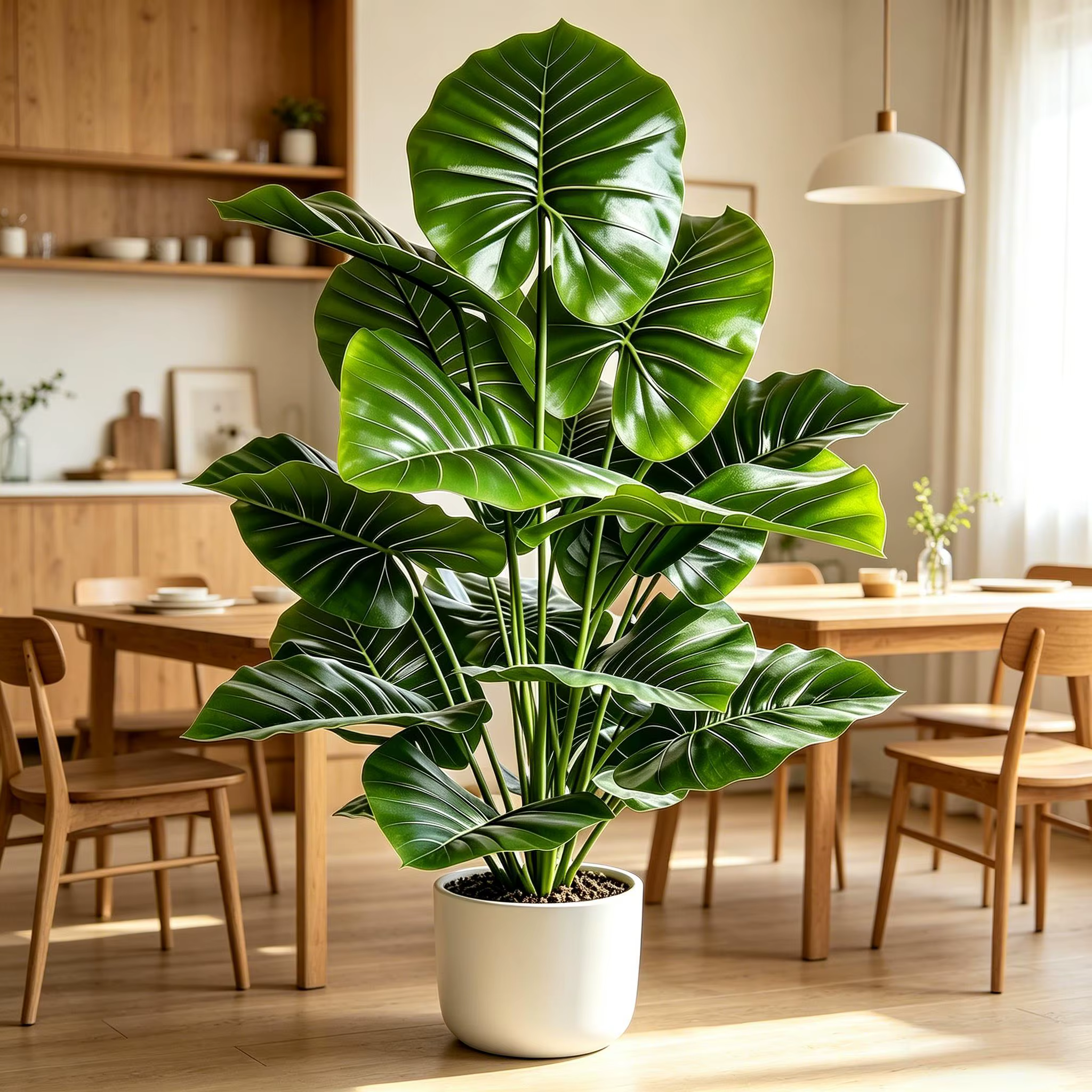 Grande plante artificielle de taro à feuilles rondes, toucher réel, 60-105 cm, oreille d'éléphant ar