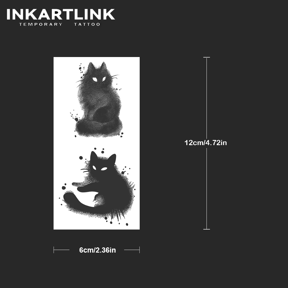 Tatouage temporaire chat, art corporel animal unique, tatouage adulte, idée cadeau de fête d'Hallowe