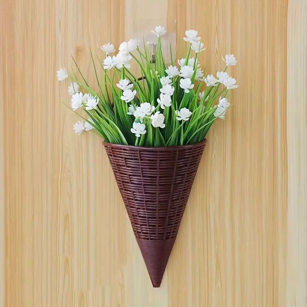 Panier de fleurs suspendu en plastique, décoration de la maison, Art Durable, tenture murale en roti