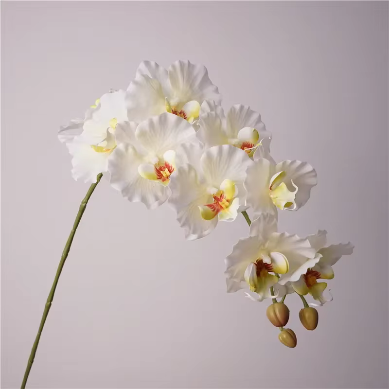 Fleurs artificielles en film latex phalaenopsis, 9 têtes, orchidée papillon, décoration de la maison