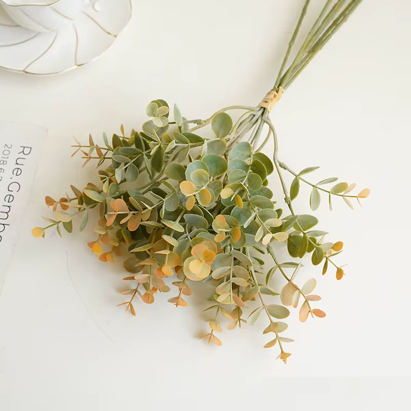 Bouquet de feuilles d'eucalyptus artificielles d'aloès vert, plantes en plastique, décoration de sal