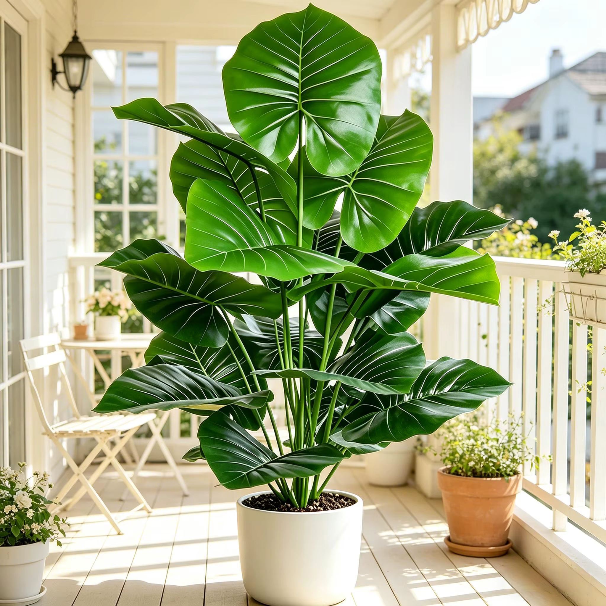 Plante artificielle Alocasia à feuilles rondes, 60-105 cm, toucher réel, en plastique, pour la décor