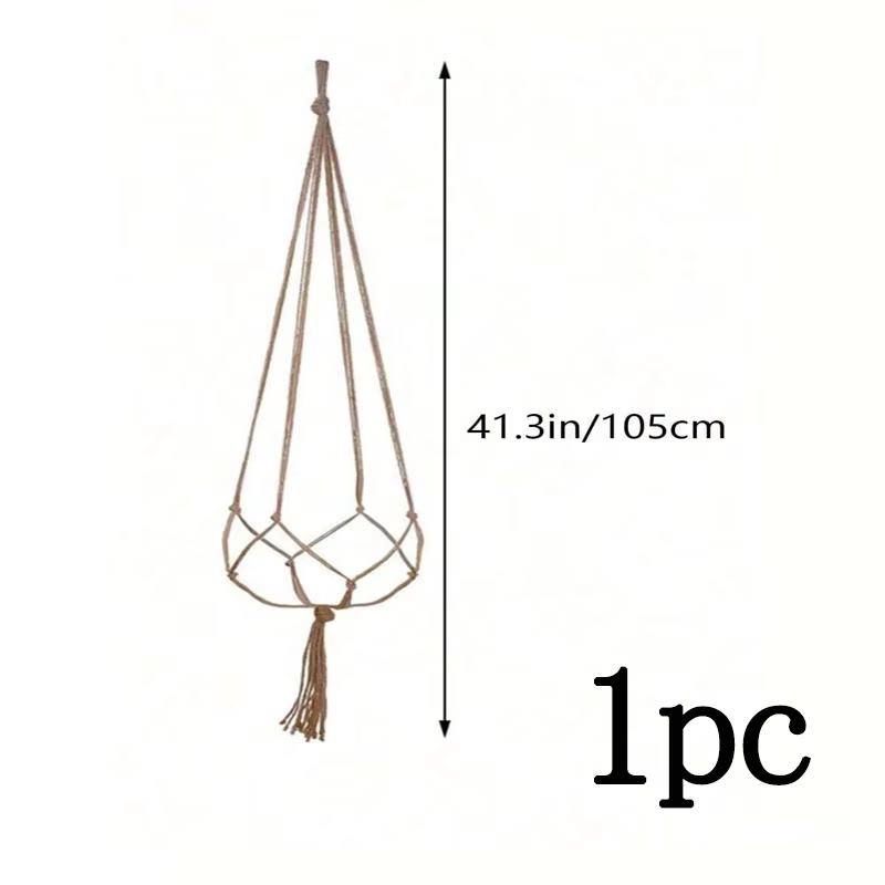 Filet de pot de fleurs en corde de chanvre, sac à pompon, cintre pour plantes, filet de pot de fleur