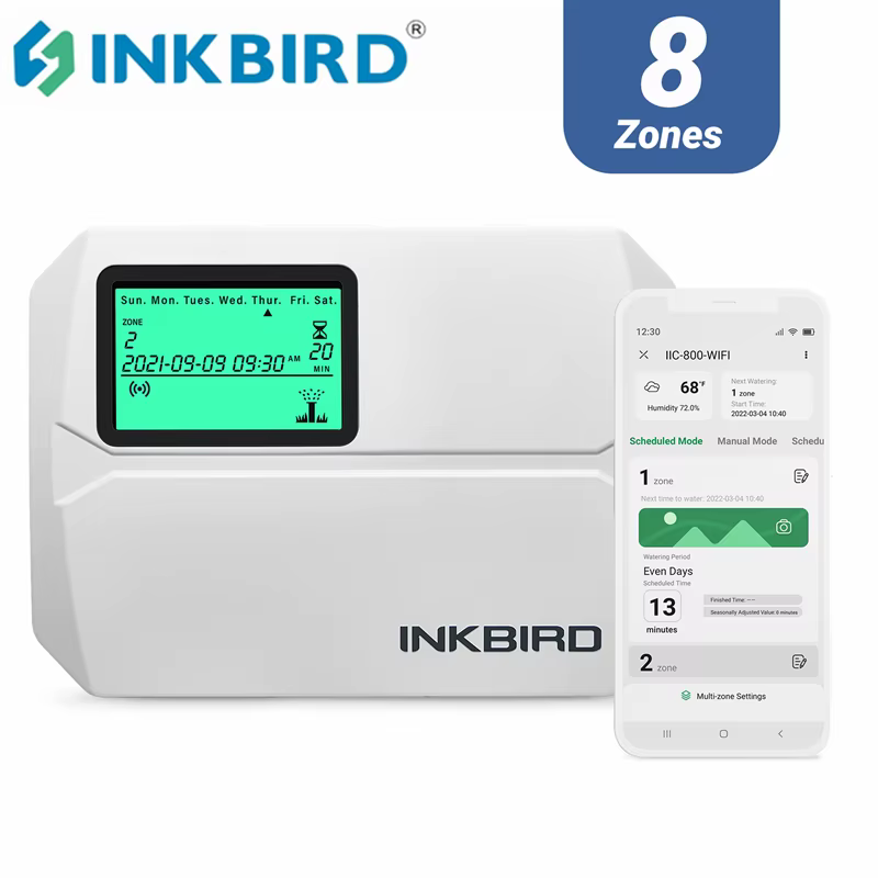INKBIRD-Contrôleur d'arrosage intelligent Wi-Fi, contrôle à 8 zones, minuterie d'irrigation intérieu