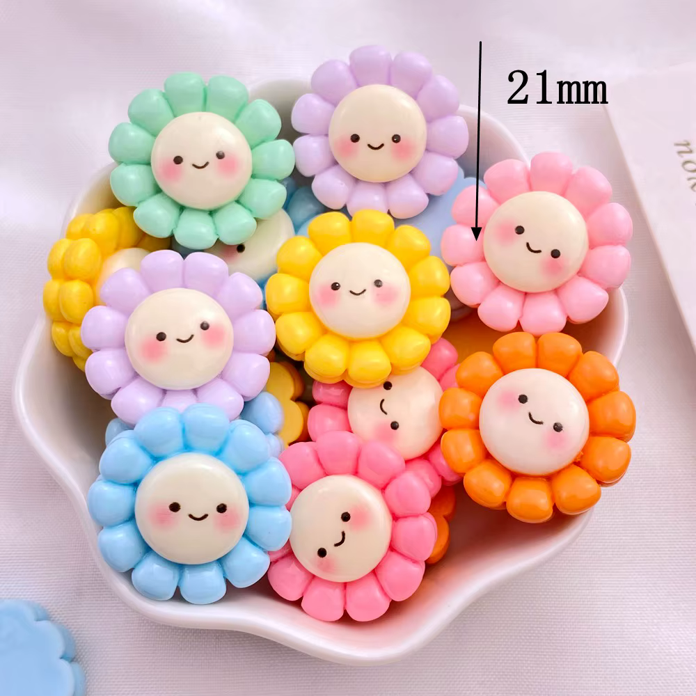 Petite série de tournesol en résine à dos plat, embellissements mignons pour nœuds de cheveux, acces
