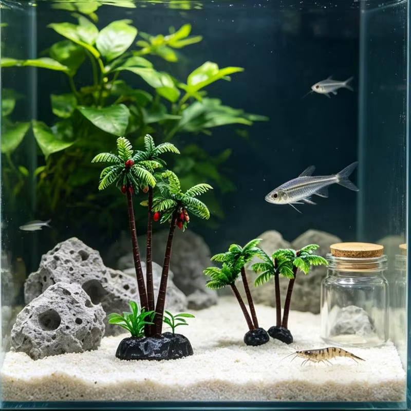 Aquariums paysage arbre cocotier modèle Aquariums décorations artisanat d'art Terrarium Habitat orne