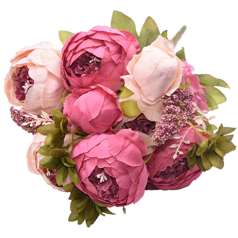Bouquet de Fausses Fleurs en Soie, Décoration De Mariage, 1 Lot, Pivoine Artificielle Européenne Cou