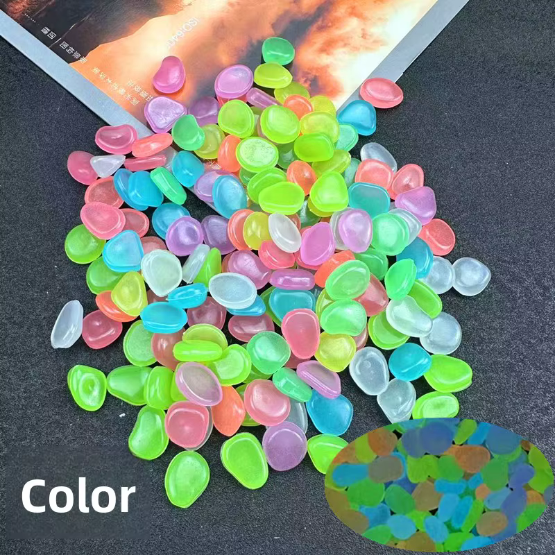 Pierres lumineuses en résine pour plantes en pot, 100 pièces, pierres lumineuses qui brillent dans l
