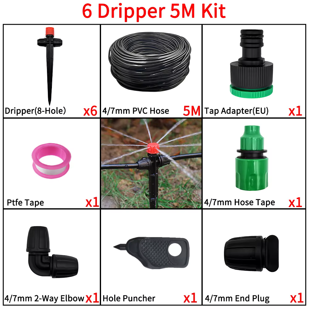 Kit de système d'arrosage automatique d'arrosage à pointes de 1/4 pouces pour l'irrigation goutte à 