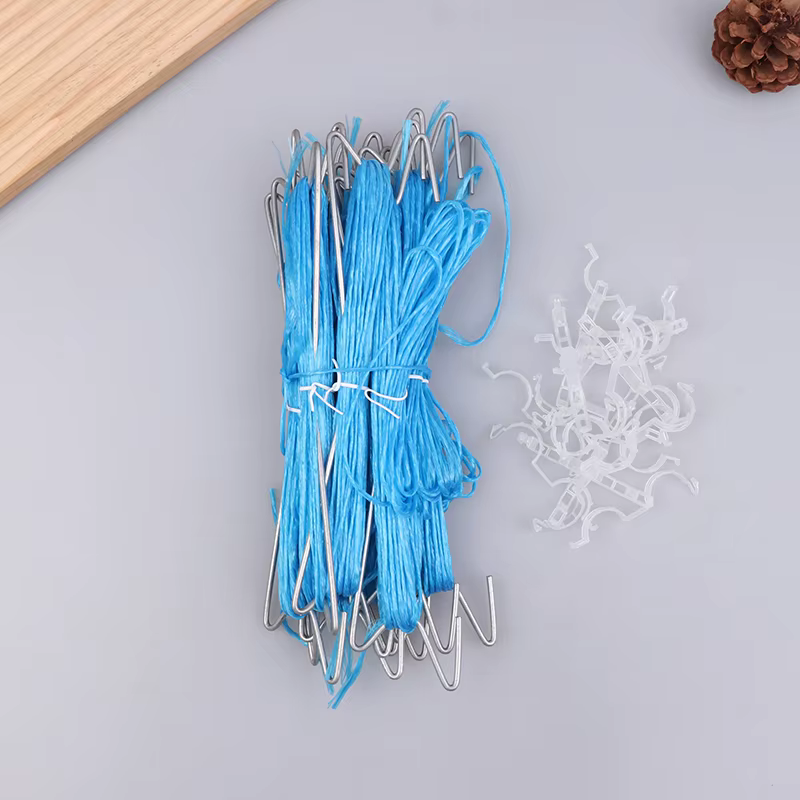 Lot de 10 crochets de fixation pour plantes avec corde de 10 m + 20 crochets en J – Kit de crochets