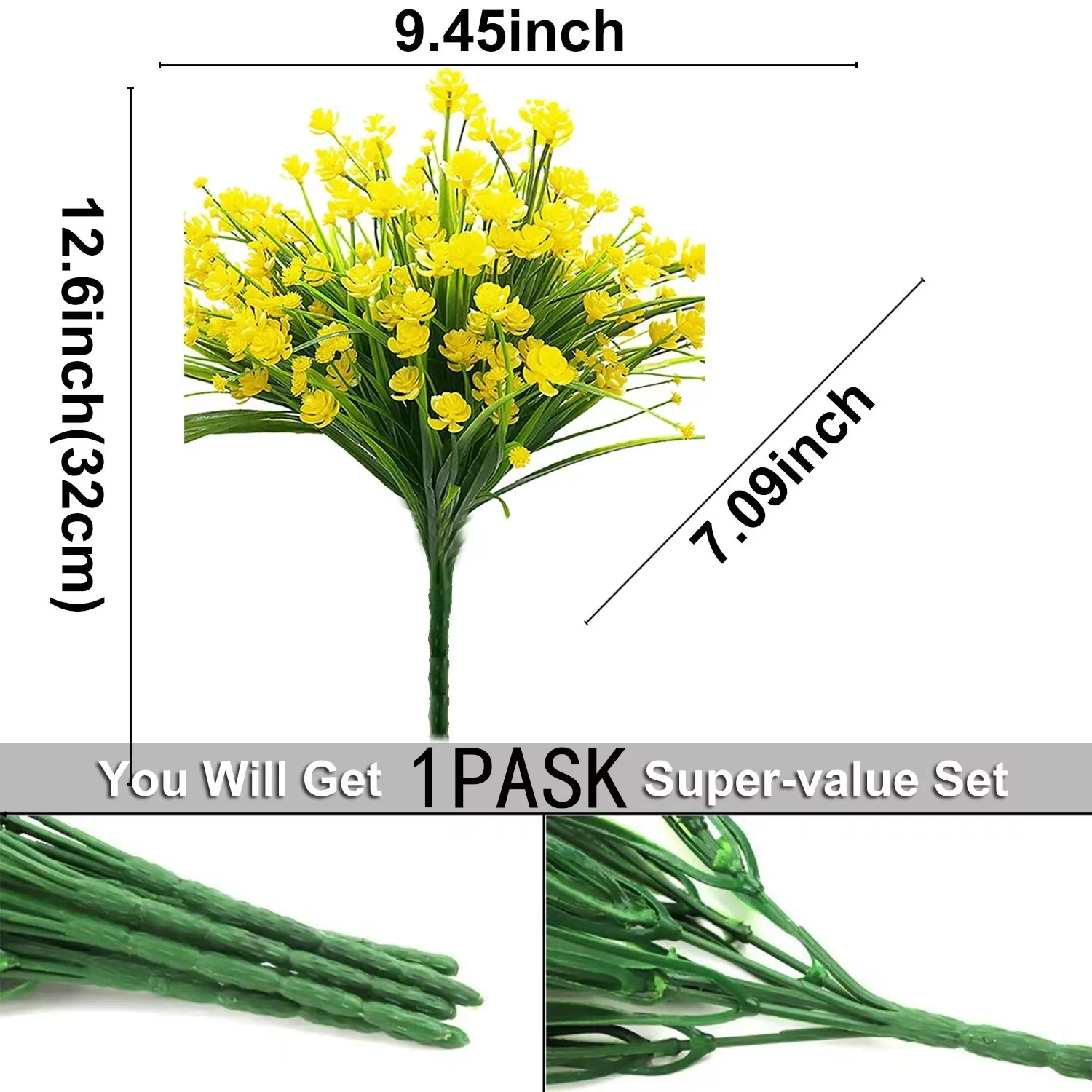 Fleurs artificielles fausses plantes extérieures arbustes en plastique résistants aux UV, intérieur