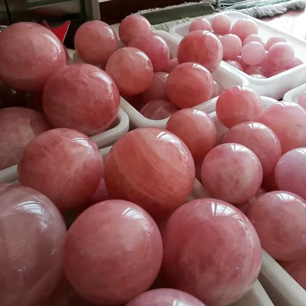 Boule de cristal de Quartz Rose naturel, sphère de Massage polie, décor de salle de guérison Reiki,