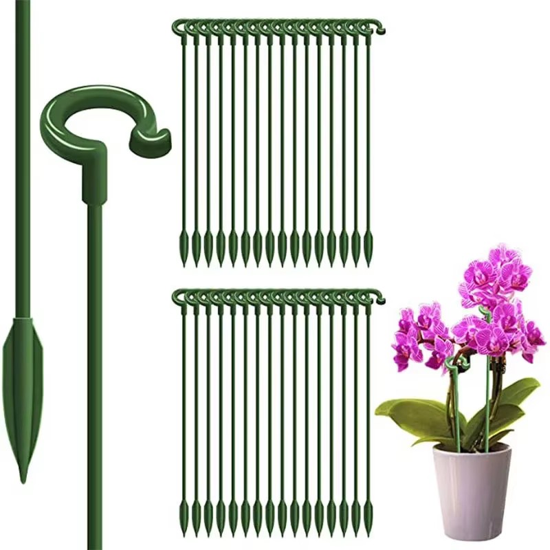10 piquets de support pour plantes de 27 cm, bâtons de support pour fleurs, outil de fixation réutil