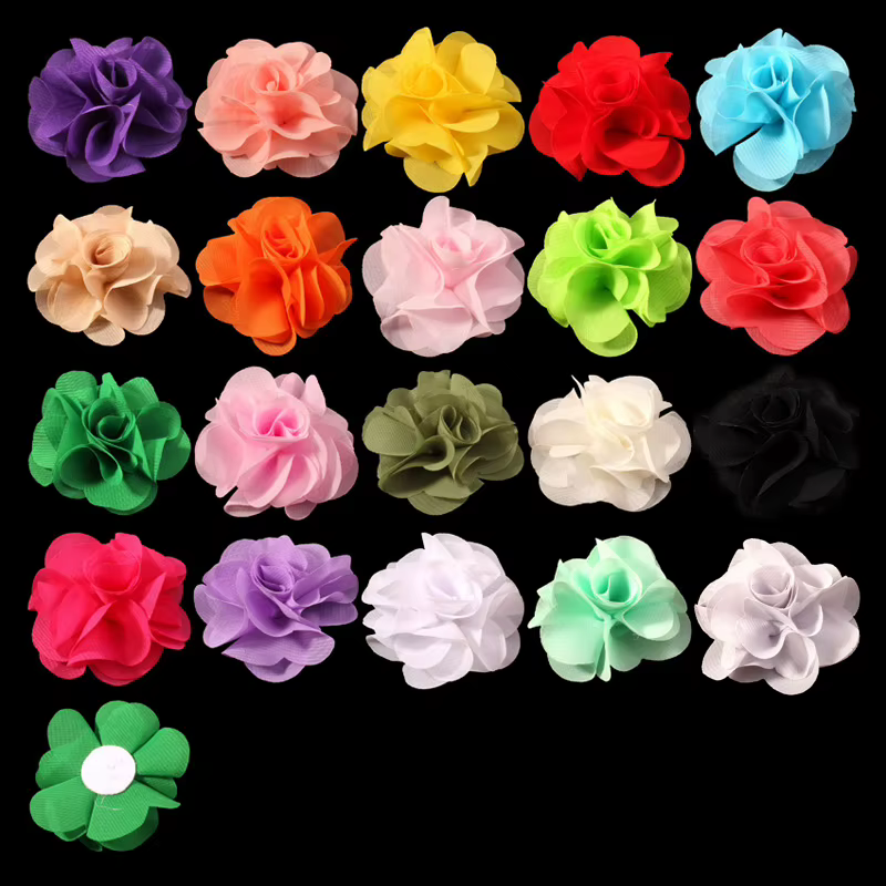Lot de 10 fleurs en mousseline de soie pour nouveau-né, 2.6 pouces, 20 couleurs, accessoires de chev