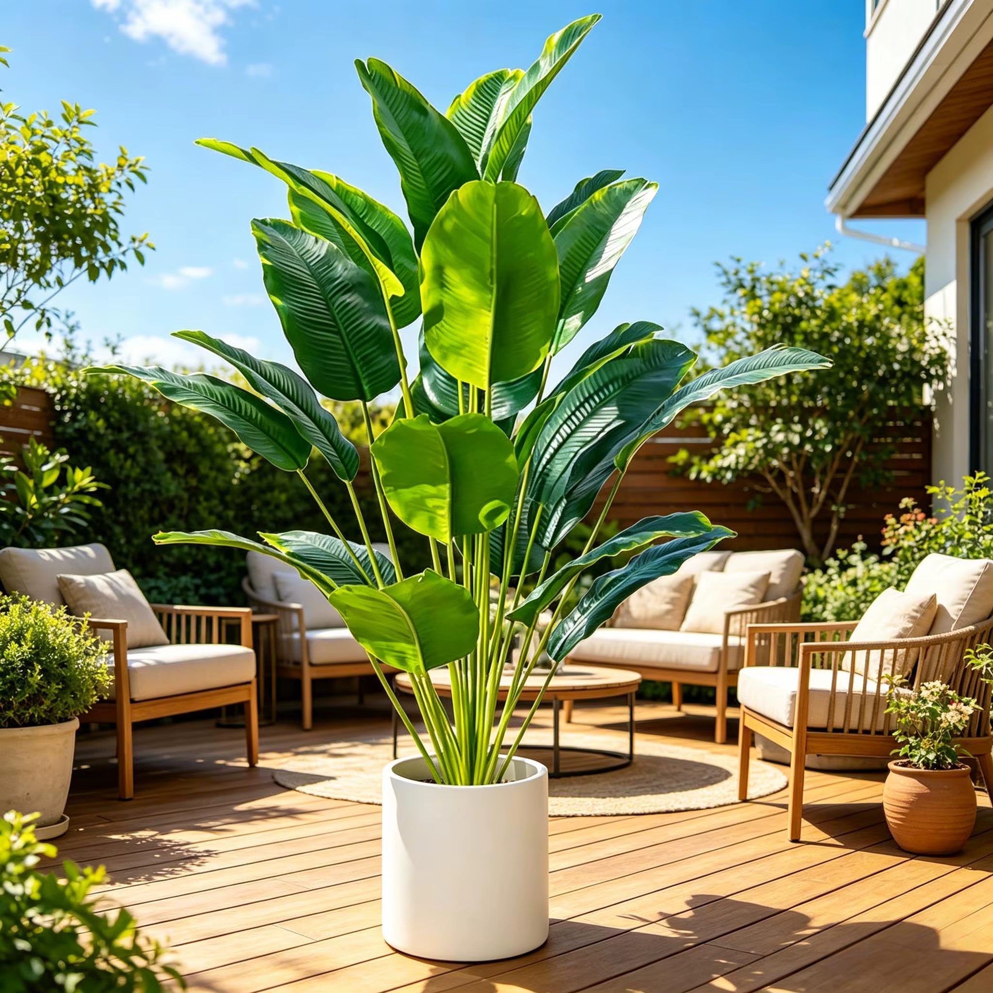 Plante artificielle Faux Oiseau de paradis 67-112 cm, Palmier tropical artificiel, feuilles de banan