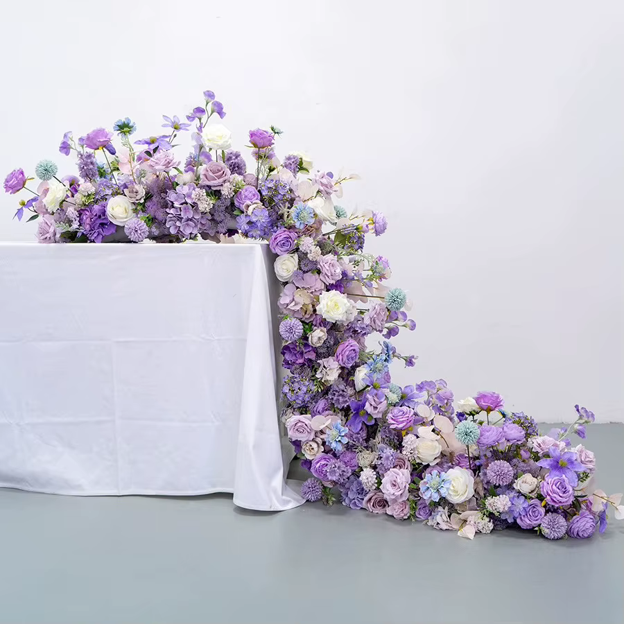 Uflower 200 cm luxe Rose fleur artificielle rangée Table pièce maîtresse mariage toile de fond fleur