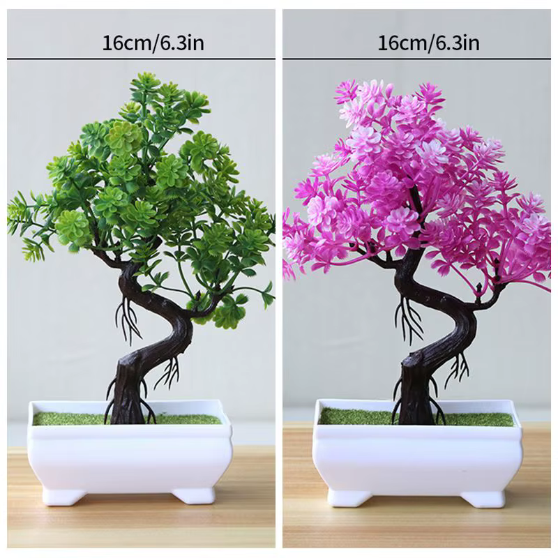 Plantes artificielles en plastique, fausse plante bonsaï, fleurs en pot, ornements d'arbre simulé, d