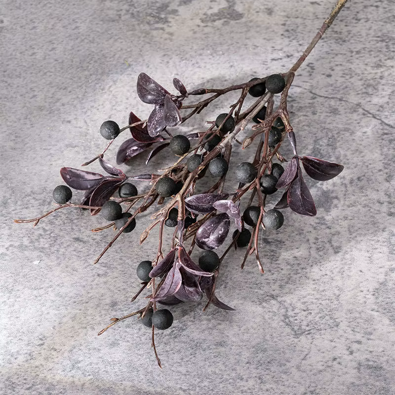 Fleur artificielle de baies de branche de haricot rétro, plantes de fruits de Noël, décoration d'int